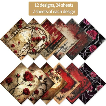 6x6" Cardstock Single Sided Scrapbooking,Craft Decorative Scrap Book Paper - color: 24sheets-Candle Rose