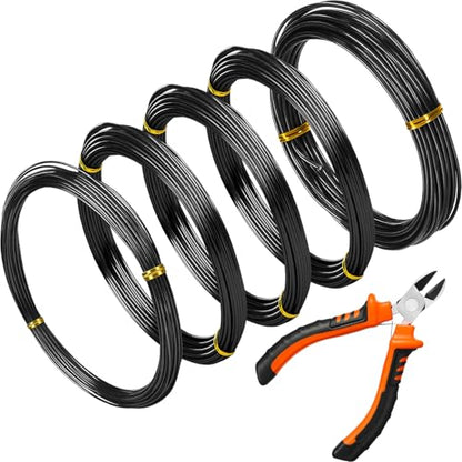 Mudder 5 Roll Bonsai Training Wire Aluminum 1/1.5/2.0mm Black - color: Black, size: 1/1.5/2.0mm