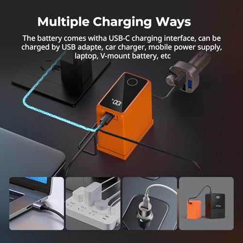 SMALLRIG NP-F970 USB-C Battery, 10500mAh 3.5H Fast Charged NPF Battery - color: Orange
