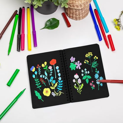 5x7 Black Paper Sketchbook,Spiral Bound Journal Notebook,70 Sheets 110gsm - color: 1-black paper