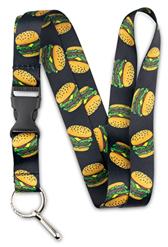 Limeloot Lanyard for Keys, ID Badge, Accessories | Neck Lanyard for Men and Women with Quick Release Buckle and Flat Ring - color: Burger