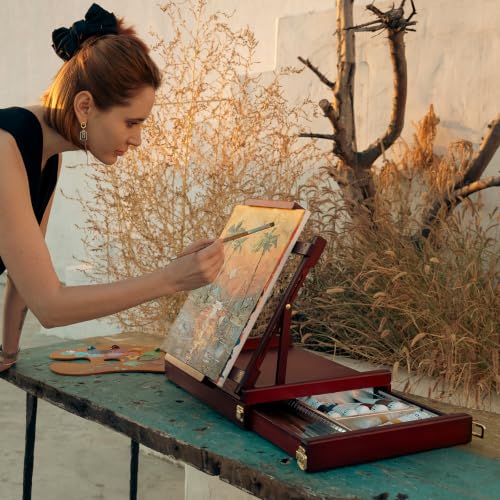 MEEDEN Portable Tabletop Easel for Painting: Artist Sketchbox - color: Deep Walnut