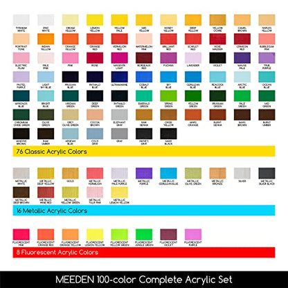 MEEDEN Heavy Body Acrylic Paint: 100 Colors Art Paint Tubes for Canvas