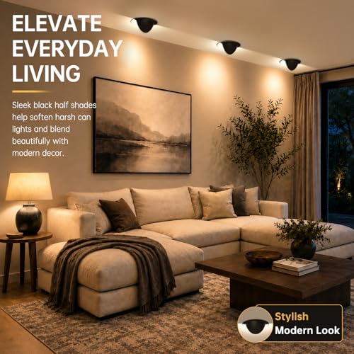 1 Pack 6 Inch Anti-Glare Can Light Cover, Black Half Shade - color: Black, size: 6 Inch