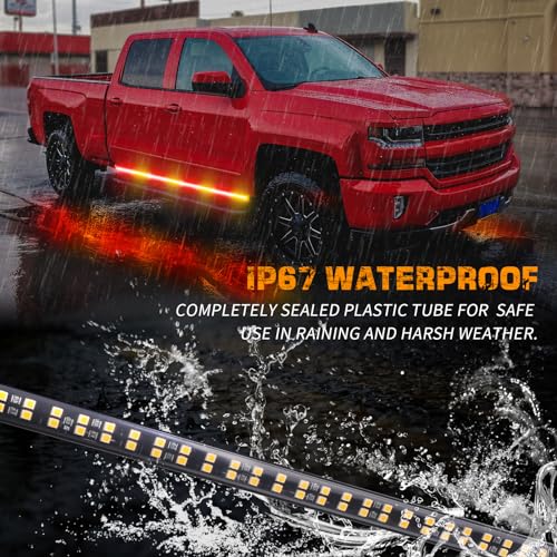 XRIDONSEN 70 inch Running Board Strobe Lights Amber Red Emergency Lights - color: Amber/Red