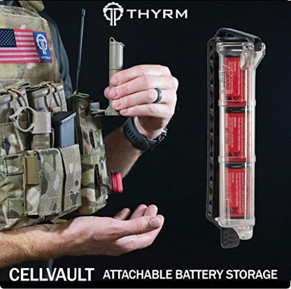 Thyrm CellVault Battery Storage Case: AA, AAA, CR123 batteries, original - color: Urban Grey