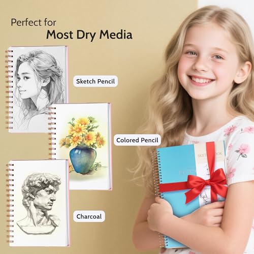 Yoment Small Sketch Book 5.5"x8.5",Mini Sketchbook,Spiral Bound,100 Sheets - color: 3-Blue, size: 5.5 x 8.5
