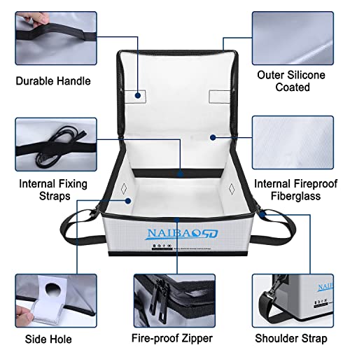Fireproof Lipo Battery Bag, 11 x 8 x 6.5 in - color: Gray03