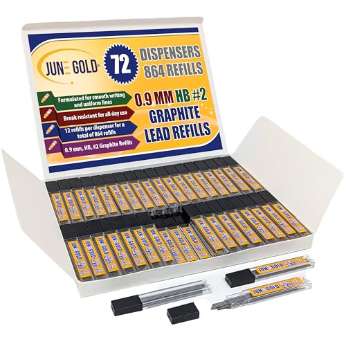 June Gold 0.9 mm, 864 Lead Refills, HB #2, 72 Dispensers/w 12 Pieces Each - style: 0.9 mm