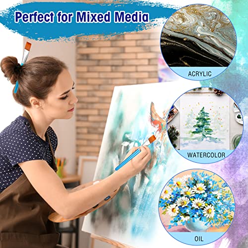 Zonon 30Pcs Paint Brush Bulk Small Flat Tip Acrylic Oil Brush, 1'', Blue - size: 1''