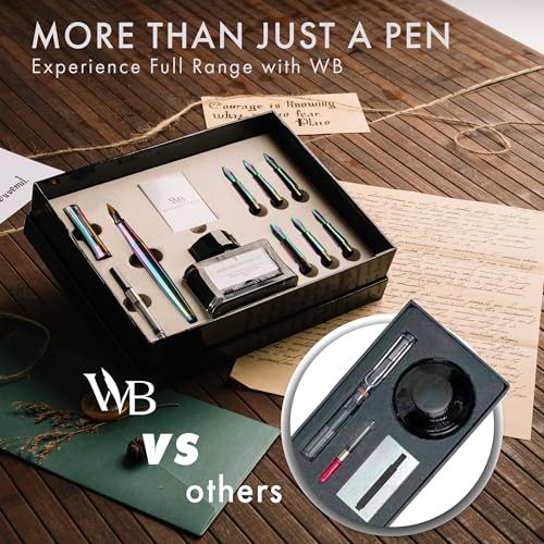 Wordsworth & Black Luxury Calligraphy Pen Set for Writing, 6 Nibs, Rainbow - color: Rainbow