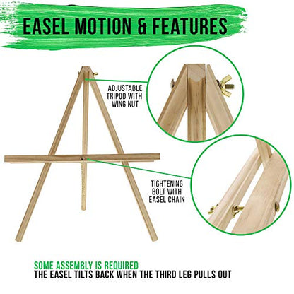 U.S. Art Supply 16" Natural Wood Tabletop Easel (4 Pack) - Adjustable - color: Natural, size: 16 inch