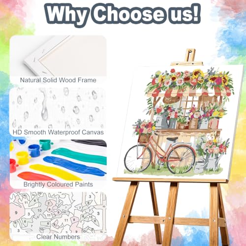 Flower Shop Framed Paint by Numbers Kit for Adults Beginner 10x10 inch - color: Frame-OP-US17