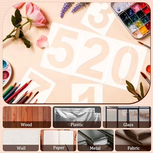 10Inch Number Stencils,10Pcs Plastic Reusable Washable Curb Stencil Kit - size: 10Inch