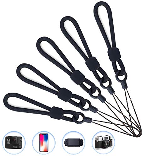 YOUOWO 5Pack Short Rope Small Black Lanyard,Ring Lanyards Finger Strap - color: 5 Black Lanyard Finger