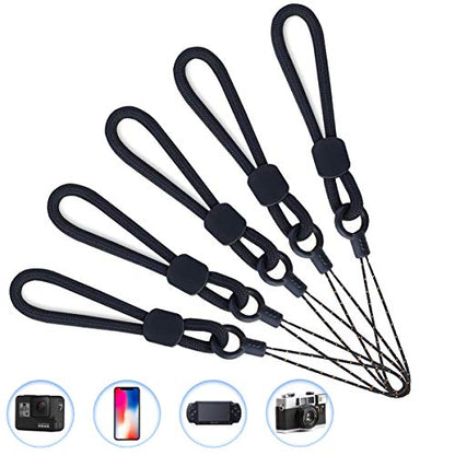 YOUOWO 5Pack Short Rope Small Black Lanyard,Ring Lanyards Finger Strap - color: 5 Black Lanyard Finger