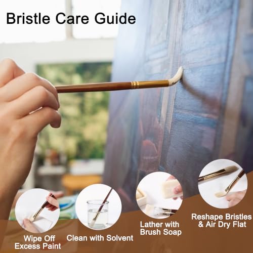 rubens Oil Paint Brush Set, 5 Pcs Natural Hog Bristle Paint Brushes
