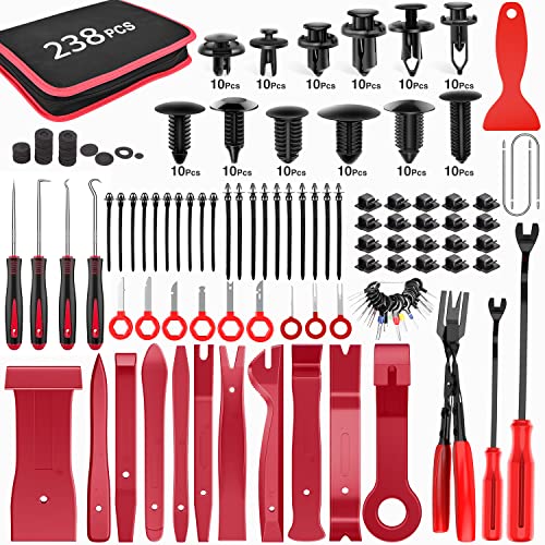 GOOACC 238Pcs Auto Trim Removal Tool and Push Pin Retainer Clip Set - color: 120Pcs Clips + 118 Remover Red