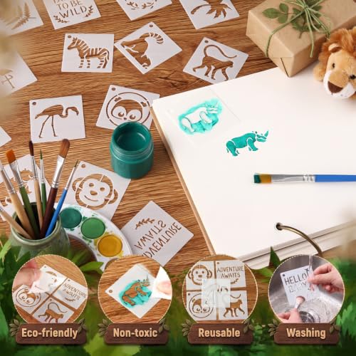 Fainne 100 Pcs 1.5 Inch Safari Theme Small Stencils for Crafts - style: Safari