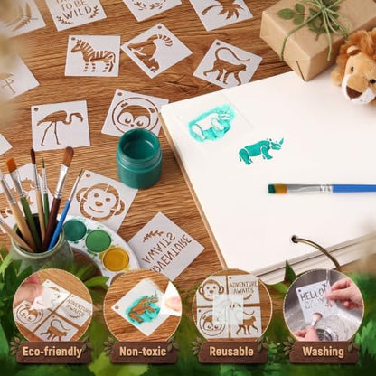 Fainne 100 Pcs 1.5 Inch Safari Theme Small Stencils for Crafts - style: Safari