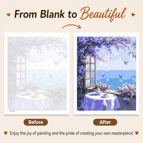 AUKELHJ Paint by Numbers Kit for Adults Beginner, Window View, 16x20 Inch - color: 06-Landscape