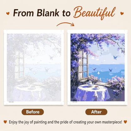 AUKELHJ Paint by Numbers Kit for Adults Beginner, Window View, 16x20 Inch - color: 06-Landscape