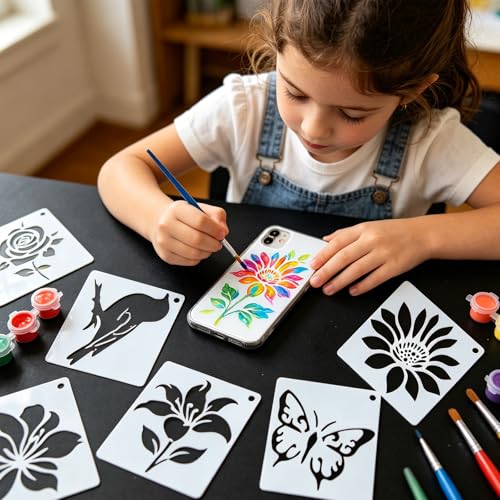 80 PCS Small Botanical Stencils for Crafts Painting Reusable - size: 80 Pcs (3*3in)