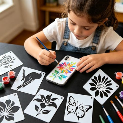 80 PCS Small Botanical Stencils for Crafts Painting Reusable - size: 80 Pcs (3*3in)