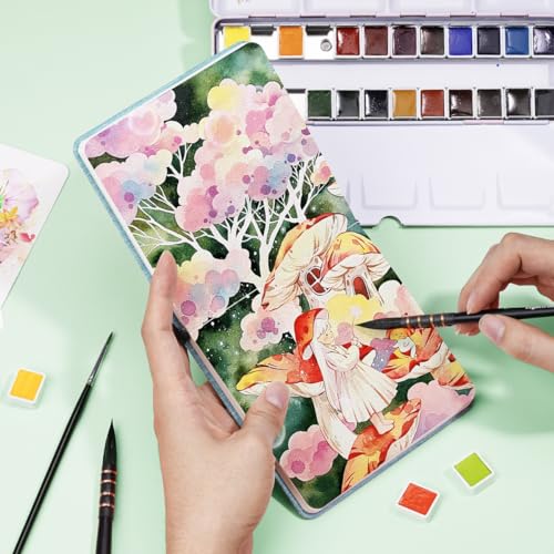 Lightwish Square Watercolor Journal,100% Cotton 24 Sheets Cold Press - color: Deep Green