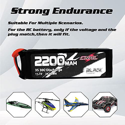 CNHL 2200mAh 3S Lipo Battery 11.1V 30C with XT60 Plug (2 Packs)
