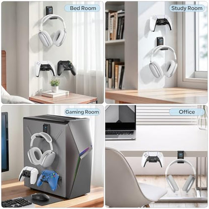OIVO Controller & Headset Wall Mount Holder Stand, Foldable Headphone Stand, Gaming Controller Holder Hanger Hook, Universal Storage Organizer Controller/Earphone/Game Accessories-9 Packs - color: 8 X Controllers Holder