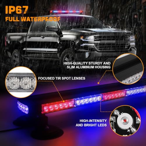 XRIDONSEN 37" 104 LED Roof Strobe Light Bar Top Magnetic lights - color: Red/Blue