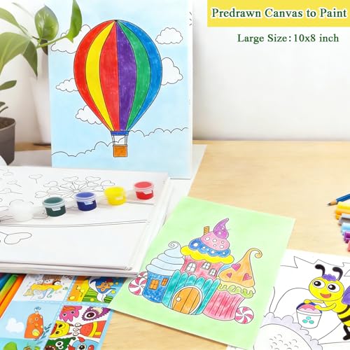 Aosemili 12PCS Pre Drawn Canvas for Painting 8x10in Cute Pre Printed Bulk Painting Canvas with Design Pictures to Paint, Large Predrawn Art Canvases with Picture Christmas Valentines Party Favor Gift - size: 8x10 inch, style: Animal Paradise
