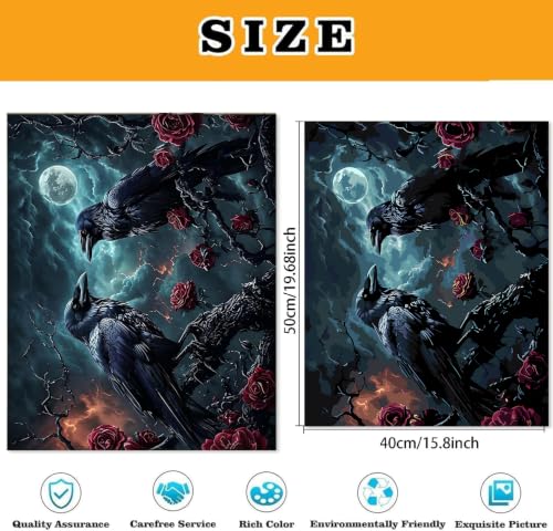 Halloween Crow Paint by Numbers Kit for Adults Beginner (Without Frame) - color: YH05001