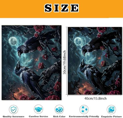 Halloween Crow Paint by Numbers Kit for Adults Beginner (Without Frame) - color: YH05001