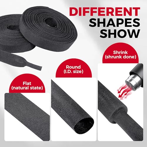 2 in 1 Braided Heat Shrink Tubing Wire Wrap Coed Protect 1"-22FT - size: 1"(25mm), style: 22FT