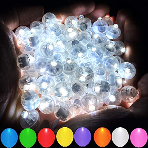 Aogist 100pcs White LED Balloon Light, Tiny Light Mini Round Led Ball Lamp for Paper Lantern Balloon, Indoor Outdoor Event - Fun Halloween Christmas Party Wedding Decoration Supplies - color: White, size: 100PCS
