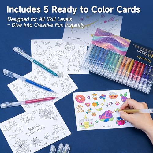 finenolo Glitter Gel Pens, Large Capacity Metallic Pens, 18 Colors Jumbo