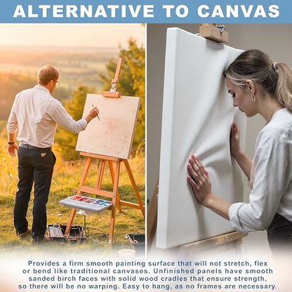 U.S. Art Supply 5" x 7" Unfinished Cradled Wood Panels for Painting - size: 5" x 7"