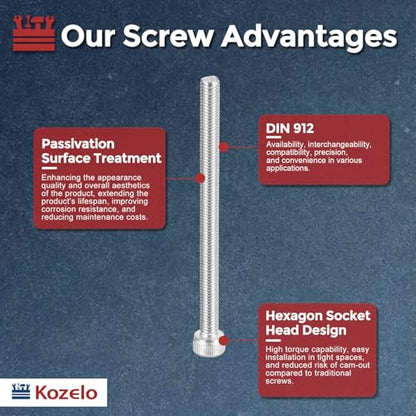 Socket Head Cap Screws M5-0.8x70mm 304 Stainless Steel Silver 10pcs - size: M5-0.8x70mm