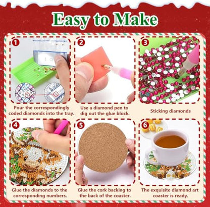 8 Pcs Christmas Diamond Art Coasters for Adults 4X4IN - color: Cow