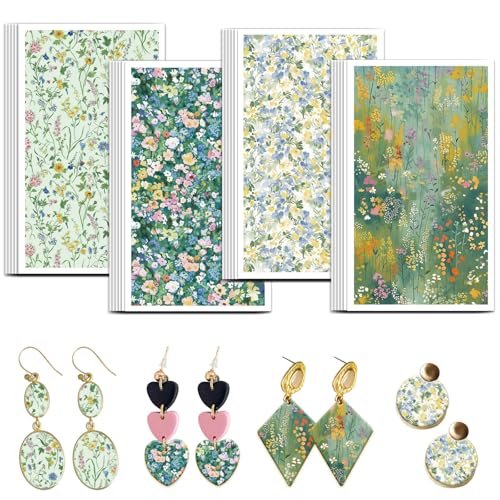 OLYCRAFT 24Pcs 4 Styles Wildflowers Clay Transfer Paper for Polymer - style: Wildflower