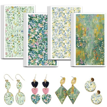 OLYCRAFT 24Pcs 4 Styles Wildflowers Clay Transfer Paper for Polymer - style: Wildflower