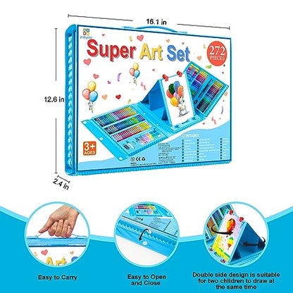 Art Supplies, 272 Pack Art Set Crafts Drawing Kit for Kids Girls Boys Teens - color: Blue