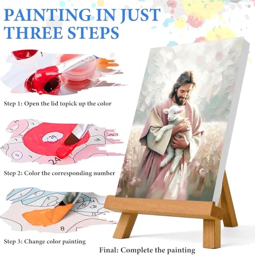 Jesus Paint by Numbers Kit for Adults Framed Canvas 12X16 in, Frameworkless - color: YH02817