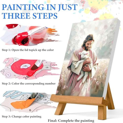 Jesus Paint by Numbers Kit for Adults Framed Canvas 12X16 in, Frameworkless - color: YH02817