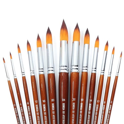 13 Pcs Pointed Round Large Paint Brushes Set, Synthetic Hair, Long Handle - color: Round