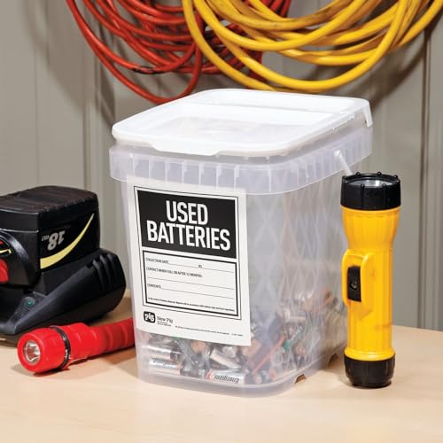 PIG Battery Disposal Container | Used Dry-Cell Battery Storage | 2 Gallon Capacity | PMB30595