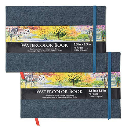 U.S. Art Supply 5.5" x 8.5" Watercolor Book (2 Pack, 76 Sheets Each) - size: 5.5-x-8.5-inch