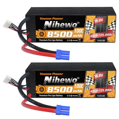 4S Lipo Battery 8500mAh 14.8V 100C Hardcase EC5 2pcs for RC Car Boat - style: 2x 14.8V 8500mAh